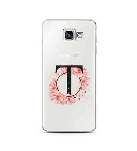 Pembe Çiçekli Harf Tasarım Süper Şeffaf Silikon Telefon Kılıfı Samsung A3 (2016)