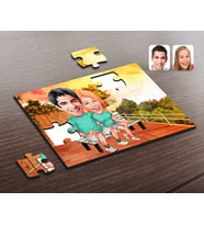 BK Gift Kişiye Özel Sevgililer Karikatürlü Ahşap Puzzle-55