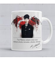 Mustafa Kemal Atatürk Söz Kupa Bardak Porselen