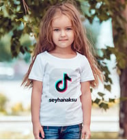 BK Gift Kişiye Özel TikTok Beyaz Çocuk Tişört - 4