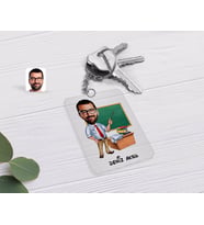 BK Gift Kişiye Özel Erkek Öğretmen Karikatürlü Şeffaf Pleksi Anahtarlık-1 (Beyaz)