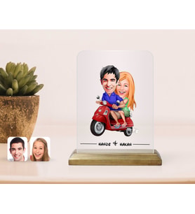 BK Gift Kişiye Özel Sevgililer Karikatürlü Çerçeve-10 (Beyaz)