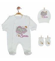 Pia Baby GL 2003 İsme Özel Ayıcıklı Üçlü Tulum Set