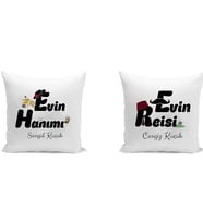 Kişiye Özel 2 Adet Evin Hanımı Ve Evin Reisi Saten Yastık