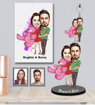 Kişiye Özel Sevgili Karikatürlü 3 lü Hediye Seti Model 8