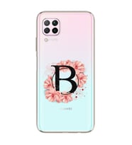 Pembe Çiçekli Harf Tasarım Süper Şeffaf Silikon Telefon Kılıfı Huawei P40 Lite B
