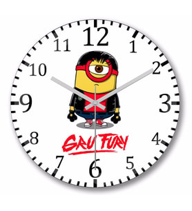 Minion Kung Fury Gru Fury Duvar Saati Bombeli Gercek Cam