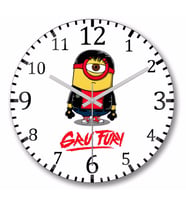 Minion Kung Fury Gru Fury Duvar Saati Bombeli Gercek Cam