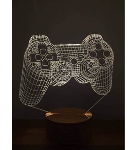 3 Boyutlu Joystick Led Masa Lambası Hediye Gece Lambası Ahşap Taban 7 Farklı Işık Renkli