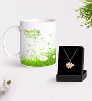 BK Gift Kişiye Özel Papatya Temalı En İyi Öğretmen Kupa Ve Papatya Kolye Hediye Seti-6 (Model 1)