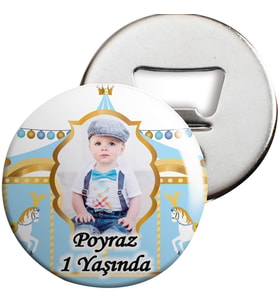 Mavi Resimli Atlı Karınca Açacaklı Magnet Kişiye Özel