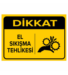 MIGNATIS - Dikkat El Sıkışma Tehlikesi Levhası - Sac Malzeme 25x35cm
