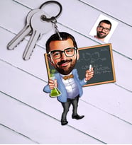 BK Gift Kişiye Özel Bay Kimya Öğretmeni Karikatür Anahtarlık  1