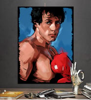 Rocky Balboa Film Tasarım 4 Boy Seçenekli Hediyelik 8mm Dekoratif  Ahşap Tablo