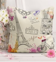 BK Gift Kişiye Özel Retro Paris  Kırlent Yastık  1