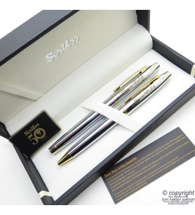 Scrikss 35 Gold Krom Dolma Kalem + Tükenmez Kalem Set  Scrikss Kalem  İsme Özel Kalem  Hediyelik Kalem