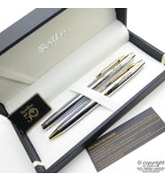 Scrikss 35 Gold Krom Dolma Kalem + Tükenmez Kalem Set  Scrikss Kalem  İsme Özel Kalem  Hediyelik Kalem