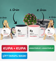 İkili Siyah Pembe Eş Kupa Bardak Anahtarlık