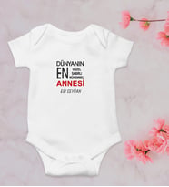 Dünyanın En Annesi Anneler Günü Kişiye Özel Bebek Body Zıbın