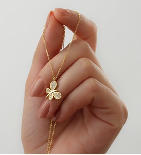 925 ayar Gümüş Kelebek Model Kolye(Gold)