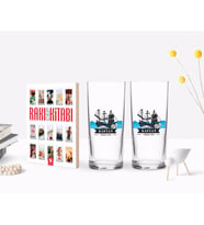 BK Gift Kişiye Özel Renkli Baskılı Kaptan Tasarımlı İkili Rakı Bardağı ve Rakı Cep Kitabı Hediye Seti-8 (Model 1)