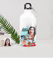 BK Gift Kişiye Özel Bayan Bankacı Karikatürlü Metal Suluk 500 Ml 1