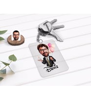 BK Gift Kişiye Özel Erkek Doğum Günü Karikatürlü Şeffaf Pleksi Anahtarlık-3 (Beyaz)