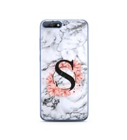 Mermer Çiçekli Harf Tasarım Süper Şeffaf Silikon Telefon Kılıfı Huawei Y6 2018 S