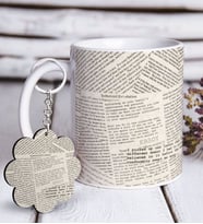 BK Gift Kişiye Özel Retro Gazete Beyaz Kupa ve Anahtarlık Hediye Seti-2 (Model 1)