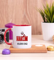 Hakim Ahşap Altlıklı Mumlu Kırmızı Kupa Bardak
