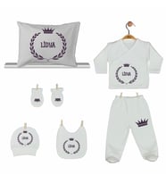 Pia Baby GL 2006 İsme Özel Taçlı Yastık Zıbın Set