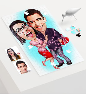 BK Gift Kişiye Özel Sevgililer Karikatür 240 Parça A3 Puzzle  2