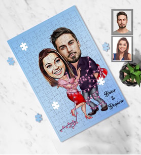 Kişiye Özel Sevgili Karikatürlü A4 99 Parça Puzzle Model 4