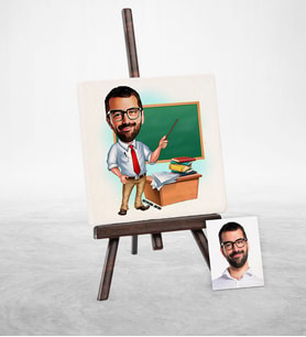 BK Gift Kişiye Özel Öğretmen Karikatür Şovaleli Doğal Taş  2