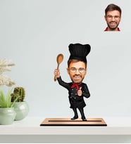 Kişiye Özel Yılın Şefi  Hediyesi Karikatür Ahşap Biblo