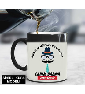 Babalar Günü Hediyesi Canım Babam Yazılı Sihirli Kupa Bardak (STD)