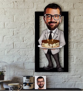 BK Gift Kişiye Özel Bay Doğum Günü Karikatürlü 3D Ahşap Tablo-4