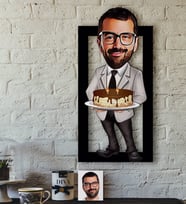 BK Gift Kişiye Özel Bay Doğum Günü Karikatürlü 3D Ahşap Tablo-4