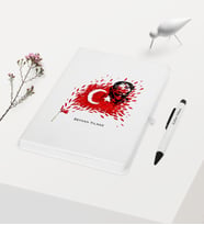 BK Gift Kişiye Özel Atatürk Temalı Beyaz Defter Kalem Hediye Seti - 3