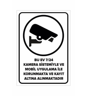 MIGNATIS - Bu Ev 7/24 Kamera Sistemiyle Kayıt Altına Alınmaktadır Levhası - Sac Malzeme 35x50cm