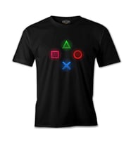 Play Buttons Siyah Erkek Tshirt