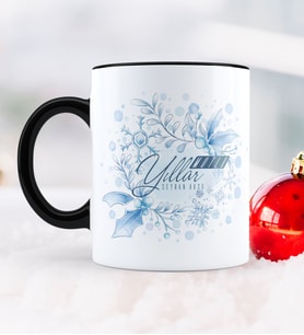 BK Gift Kişiye Özel Yılbaşı Mutlu Yıllar Temalı Siyah Kupa Bardak - 12