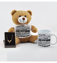 Melek Kanadı Kolye Baskılı  Peluş Ayıcık Ve Kupa