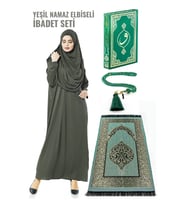 Haki Yeşil Namaz Elbiseli İbadet Seti