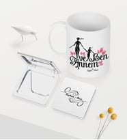 BK Gift Kişiye Özel Annem ve Ben Beyaz Kupa Ayna Seti (Model 1)