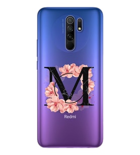 Pembe Çiçekli Harf Tasarım Süper Şeffaf Silikon Telefon Kılıfı Xiomai Redmi 9 M-