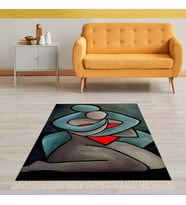 Kübizm Love Sanat Dijital Baskı Yıkanabilir Kaymaz Taban Salon Halısı ve Yolluk (Karışık)