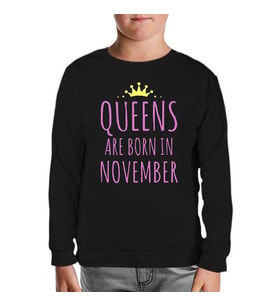 Burç - November Queens Siyah Çocuk Sweatshirt