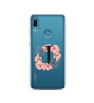 Pembe Çiçekli Harf Tasarım Süper Şeffaf Silikon Telefon Kılıfı Huawei P20 Lite  