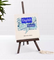 BK Gift Kişiye Özel İngilizce Öğretmeni Şovaleli Doğal Taş-4 (Beyaz)
